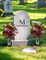 Red Cemetery Flowers for Grave – Set of 2 Peony Bouquets with Vases, Outdoor Spring Gravesite Decoration